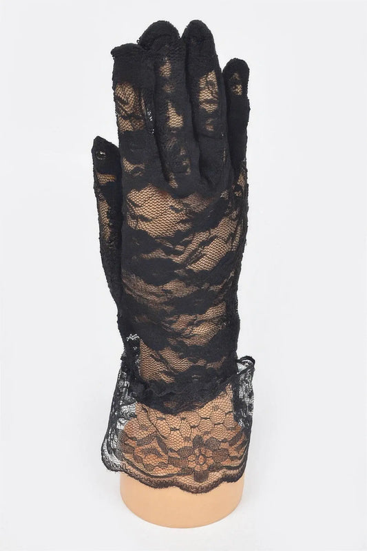 Delicate Lace Black Gloves