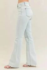 Destroy & Fray Hem Bootcut Blue Jeans - IVORYNN