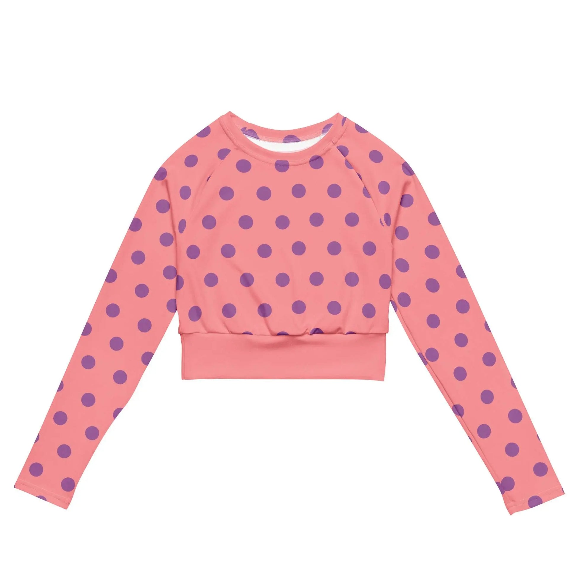 Dots Long Sleeve Apricot Crop Top - IVORYNN