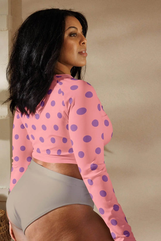 Dots Long Sleeve Apricot Crop Top - IVORYNN