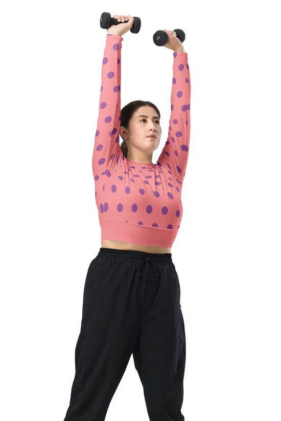 Dots Long Sleeve Apricot Crop Top - IVORYNN