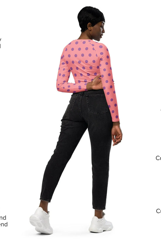 Dots Long Sleeve Apricot Crop Top - IVORYNN