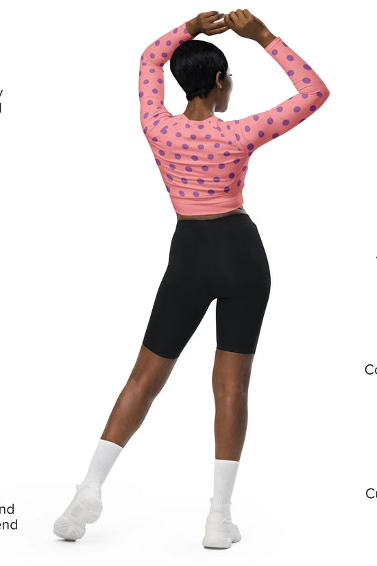 Dots Long Sleeve Apricot Crop Top - IVORYNN