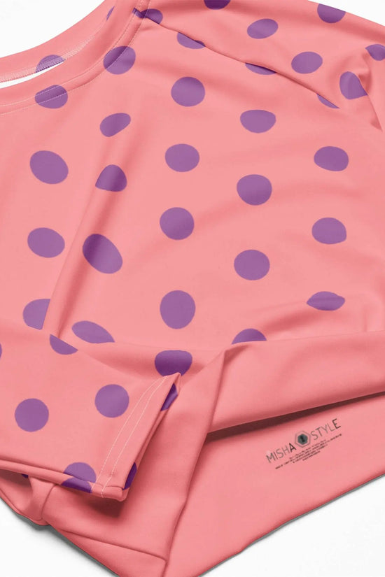 Dots Long Sleeve Apricot Crop Top - IVORYNN