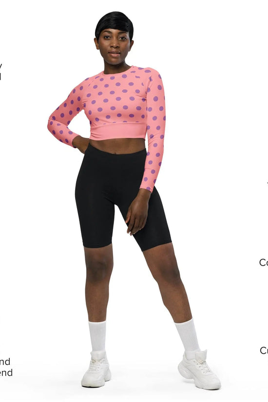 Dots Long Sleeve Apricot Crop Top - IVORYNN