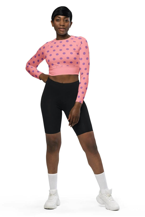 Dots Long Sleeve Apricot Crop Top - IVORYNN