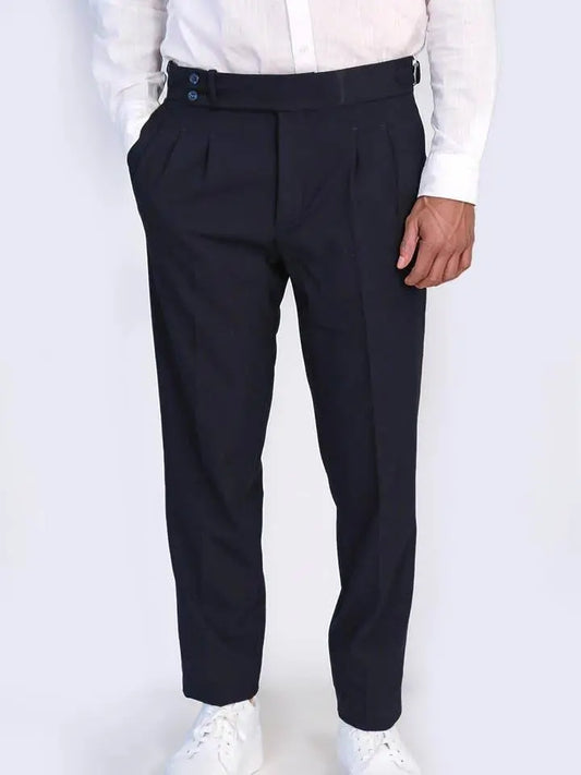 Double-Pleated High-Waisted Slim Fit Trousers