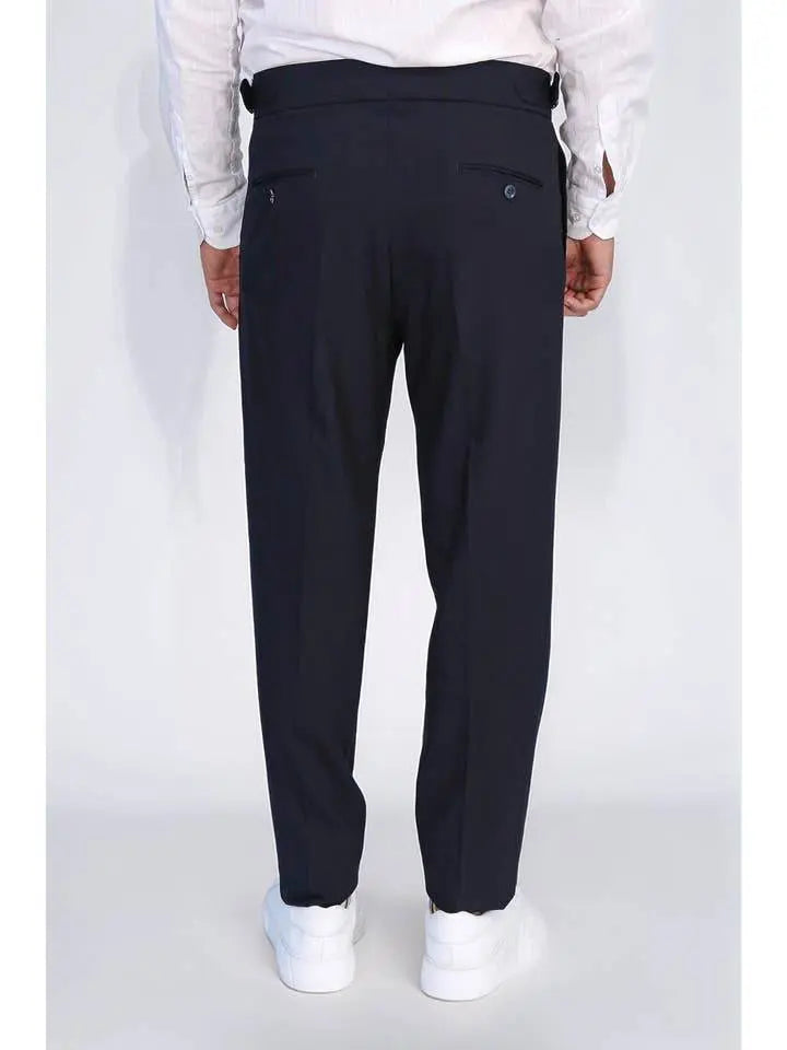 Double-Pleated High-Waisted Slim Fit Trousers - IVORYNN