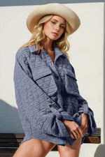 Double Take Button Up Quilted Shacket Jacket - IVORYNN