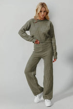 Double Take Checkered Round Neck Top and Pants Set - IVORYNN