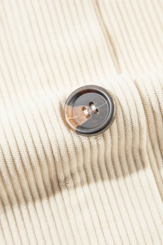 Drawstring Button Up Long Sleeve Hooded Jacket - IVORYNN