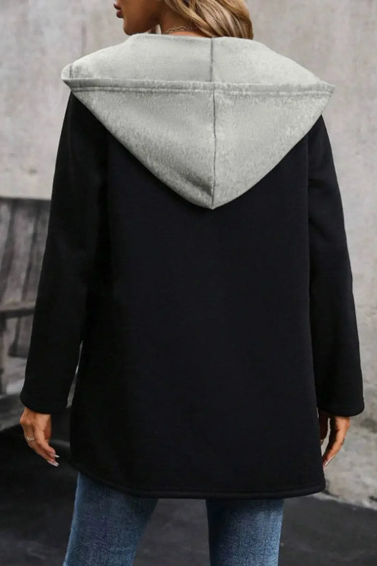 Drawstring Long Sleeve Hooded Jacket - IVORYNN