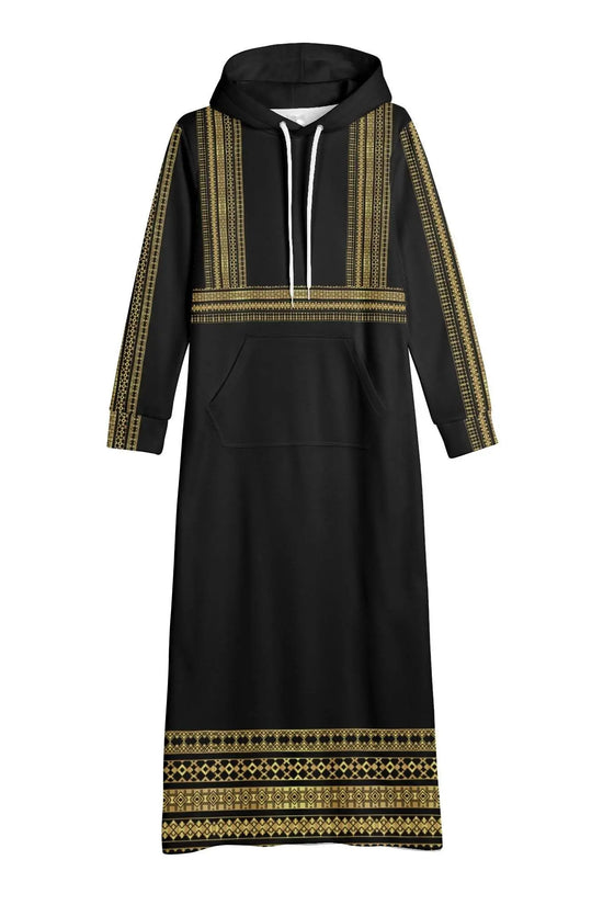 Elegant Black Casual Long Hoodie Dress - IVORYNN