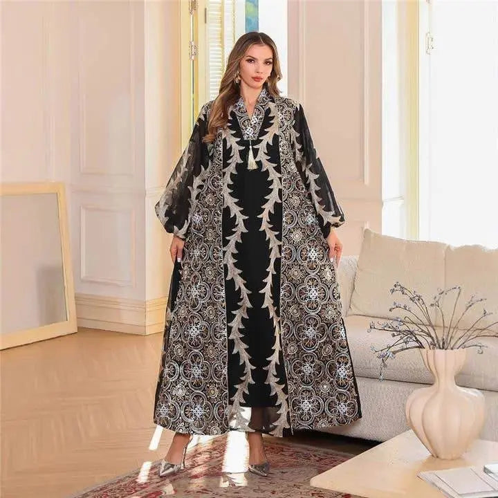 Elegant Embroidered Arab Loose Jalabiya - IVORYNN