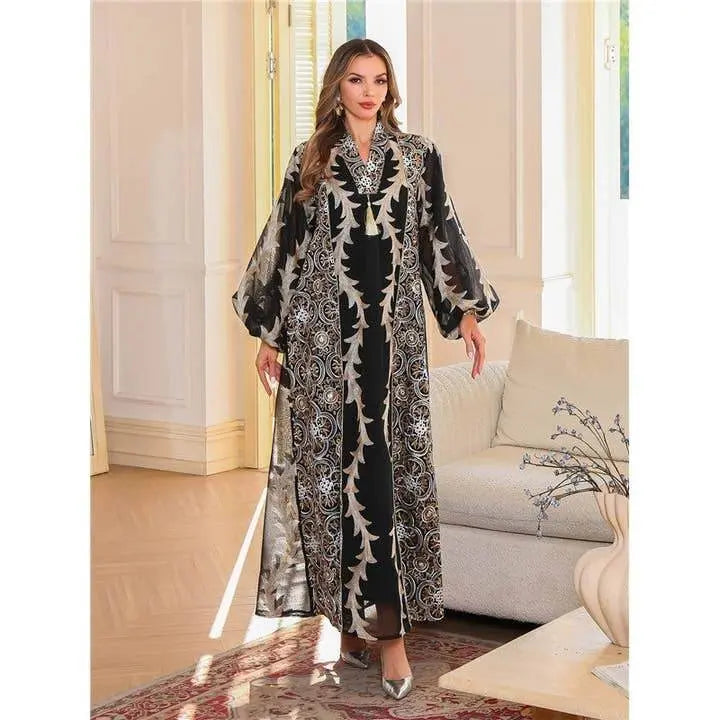 Elegant Embroidered Arab Loose Jalabiya - IVORYNN
