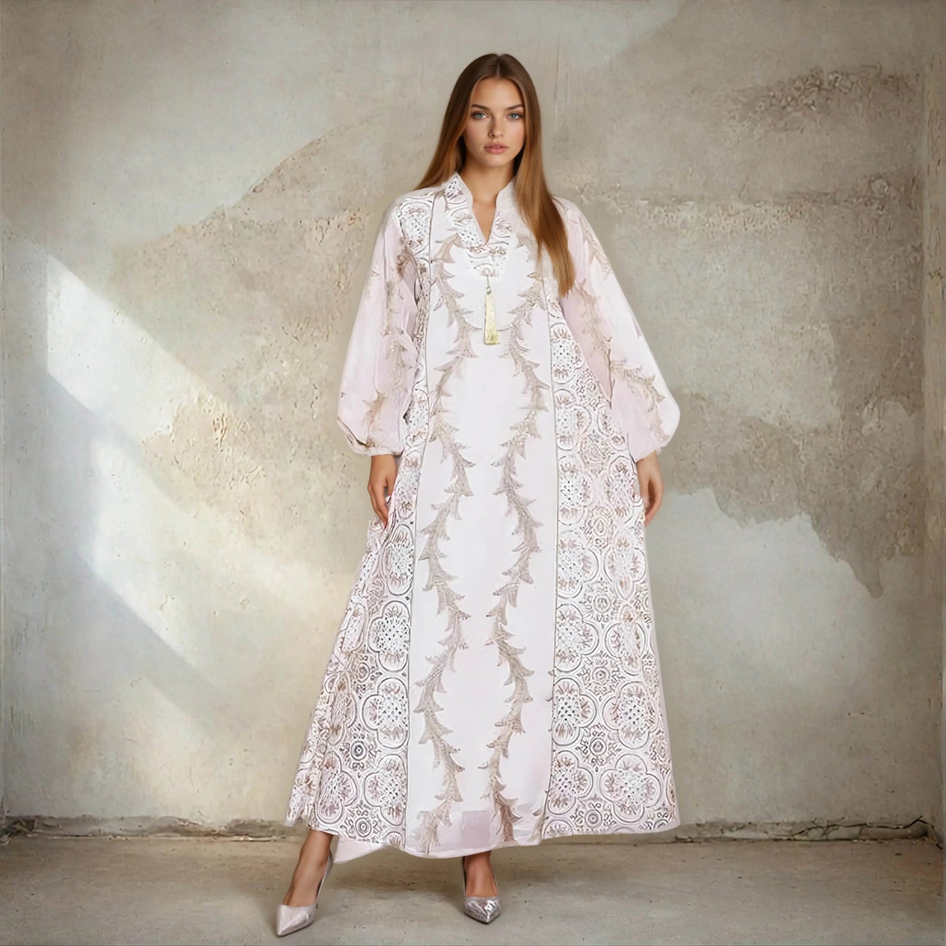 Elegant Embroidered Arab Loose Jalabiya - IVORYNN