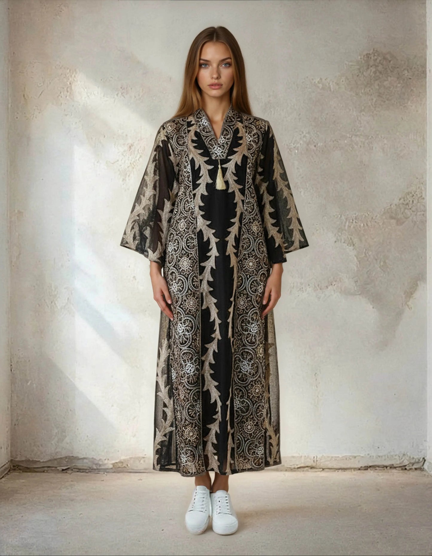 Elegant Embroidered Arab Loose Jalabiya - IVORYNN