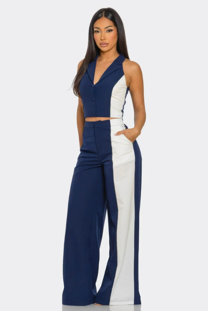 Elegant in 2 Pcs Color Dark Blue Set - IVORYNN