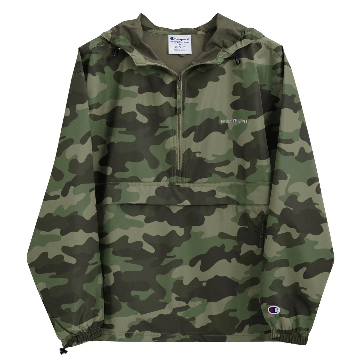 Embroidered Champion Packable Jacket - Army - IVORYNN