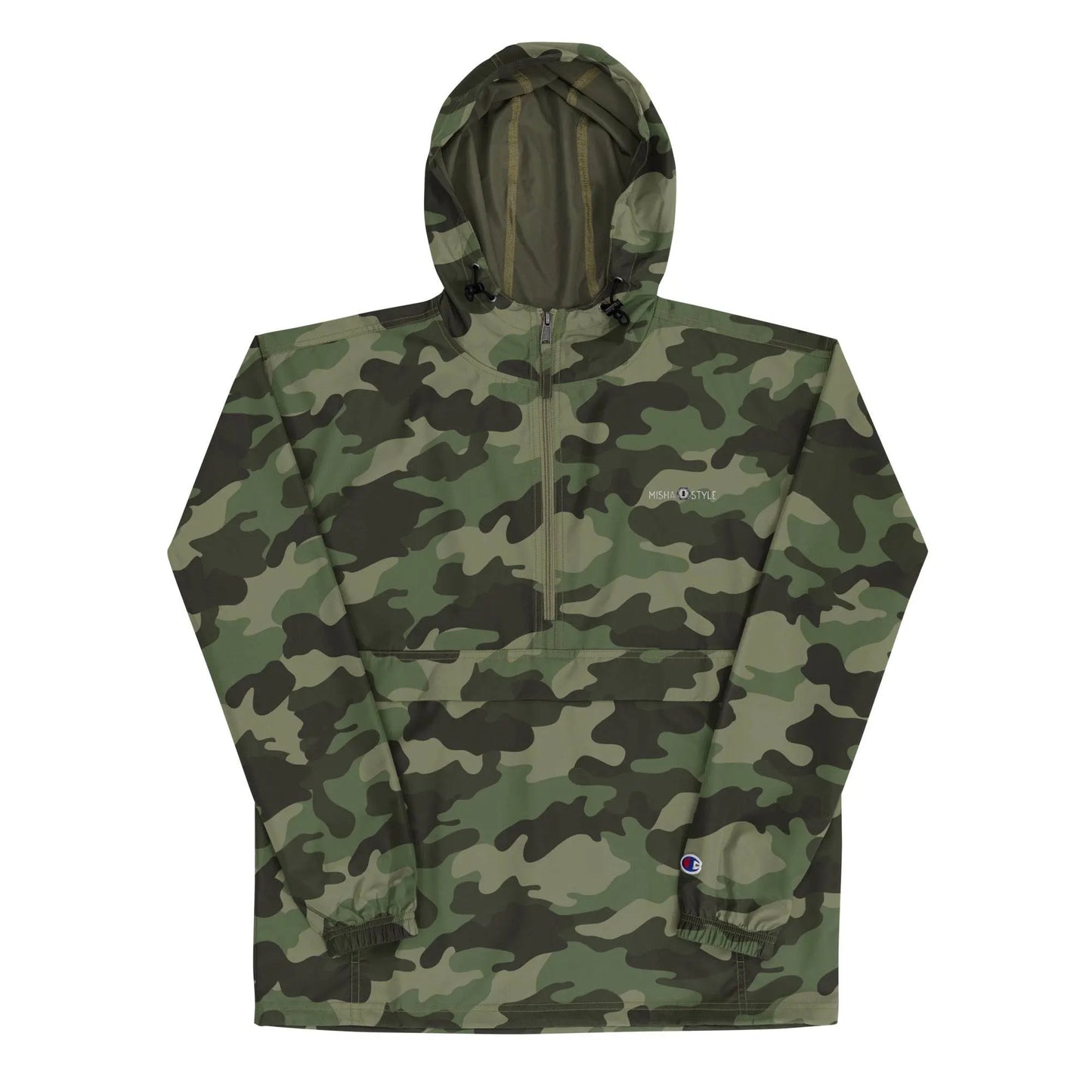 Embroidered Champion Packable Jacket - Army - IVORYNN