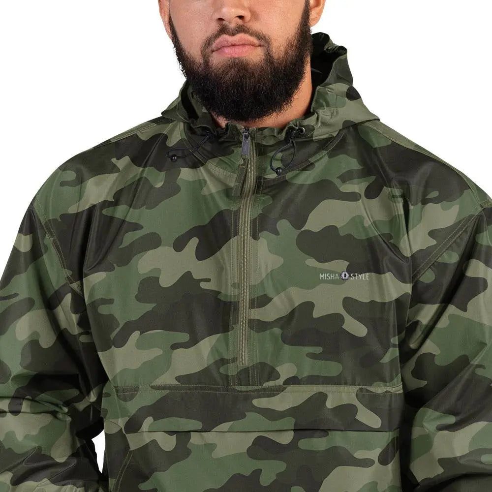 Embroidered Champion Packable Jacket - Army - IVORYNN