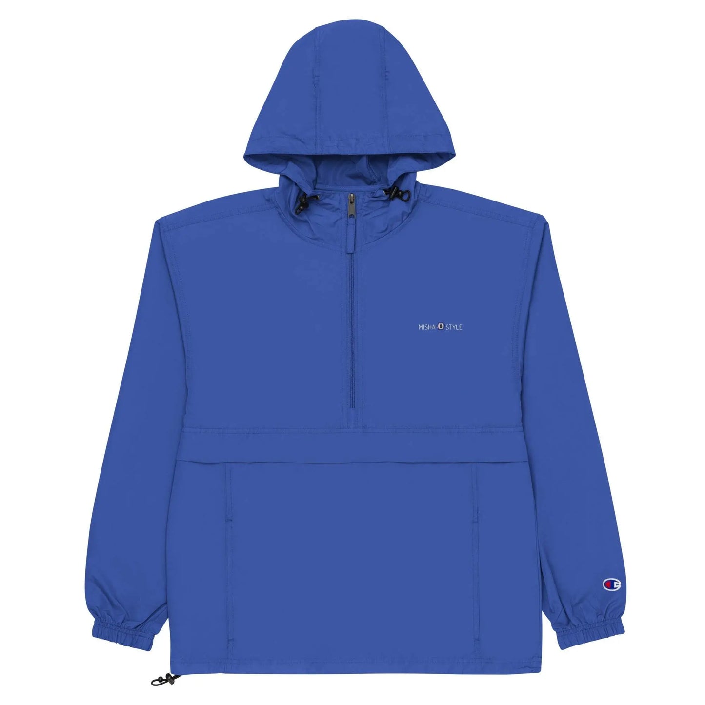 Embroidered Champion Packable Jacket - Blue - IVORYNN