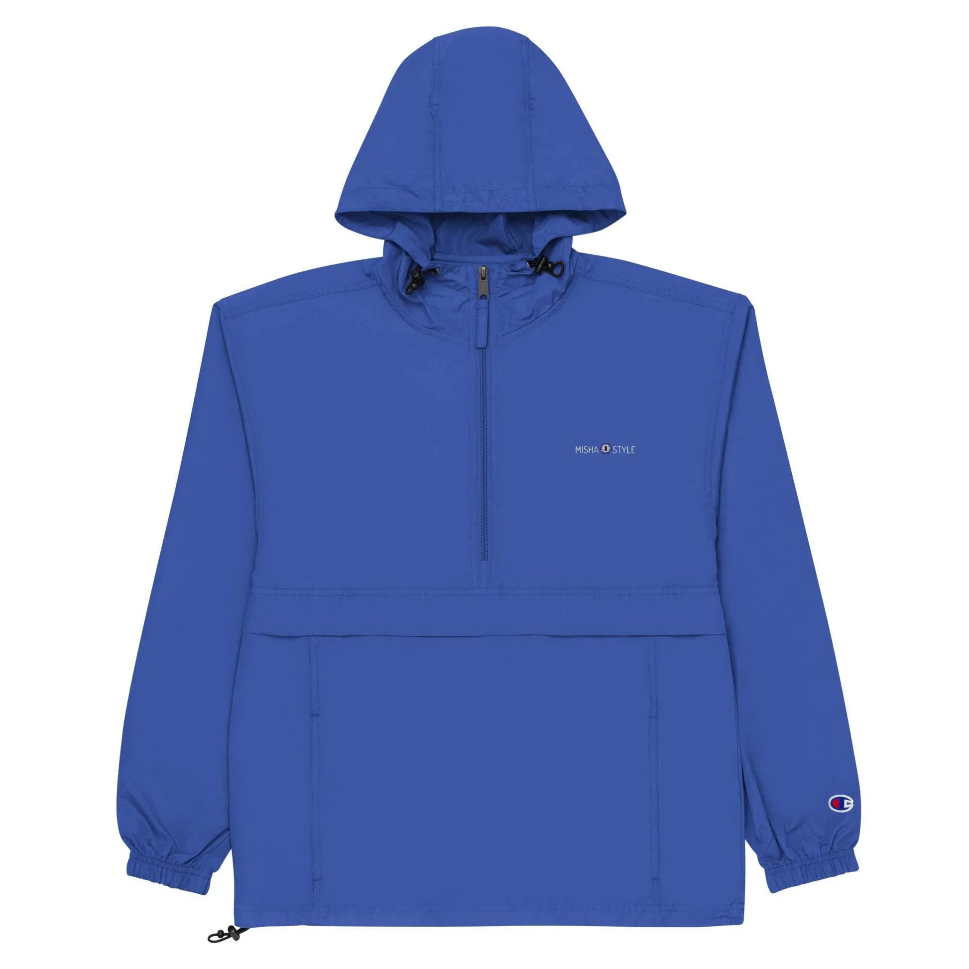 Embroidered Champion Packable Jacket - Blue - IVORYNN