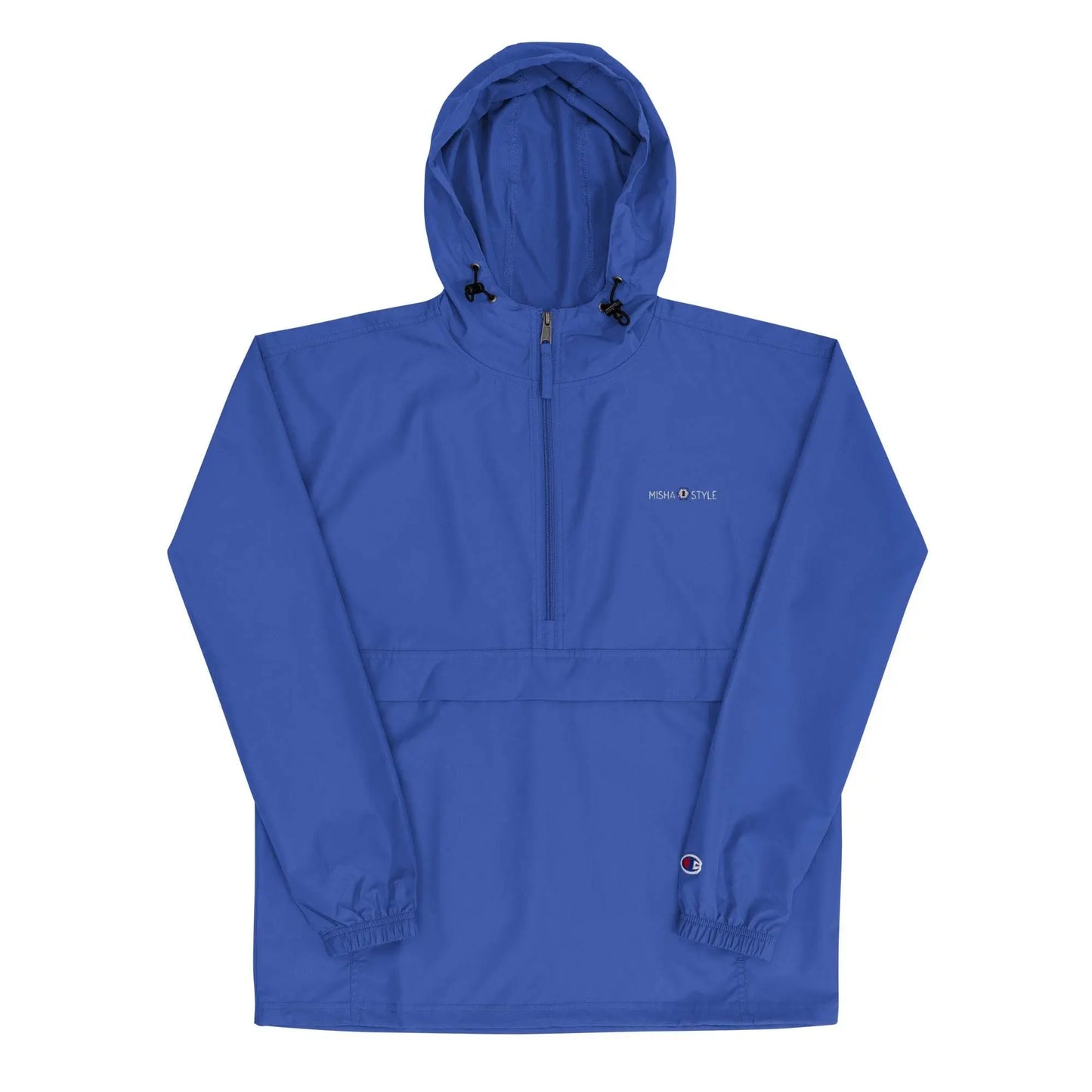 Embroidered Champion Packable Jacket - Blue - IVORYNN
