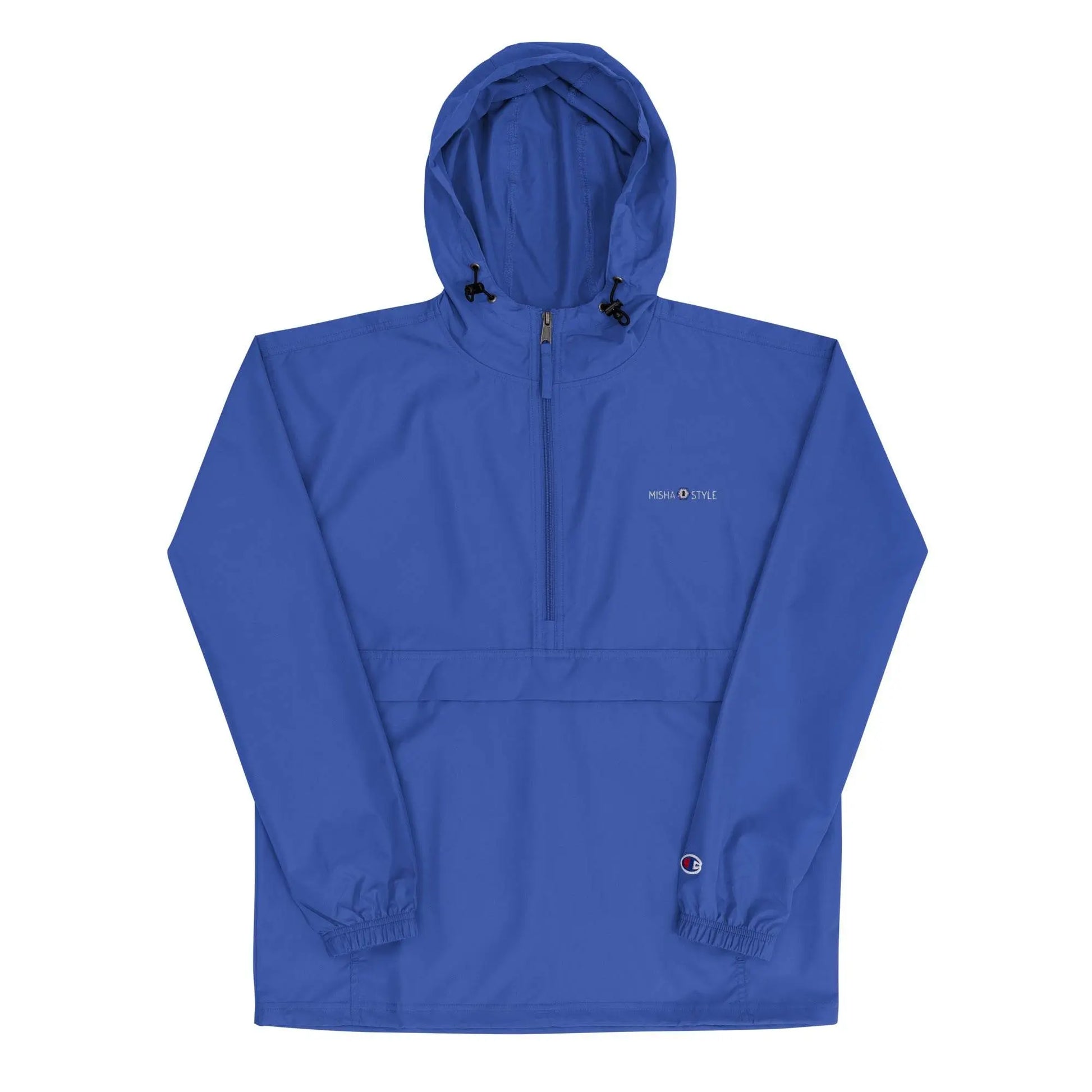 Embroidered Champion Packable Jacket - Blue - IVORYNN