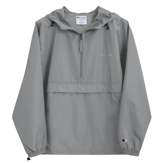 Embroidered Champion Packable Jacket - Gray