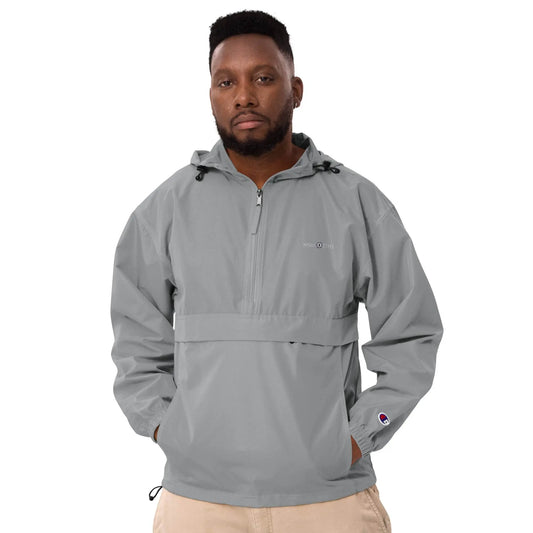 Embroidered Champion Packable Jacket - Gray