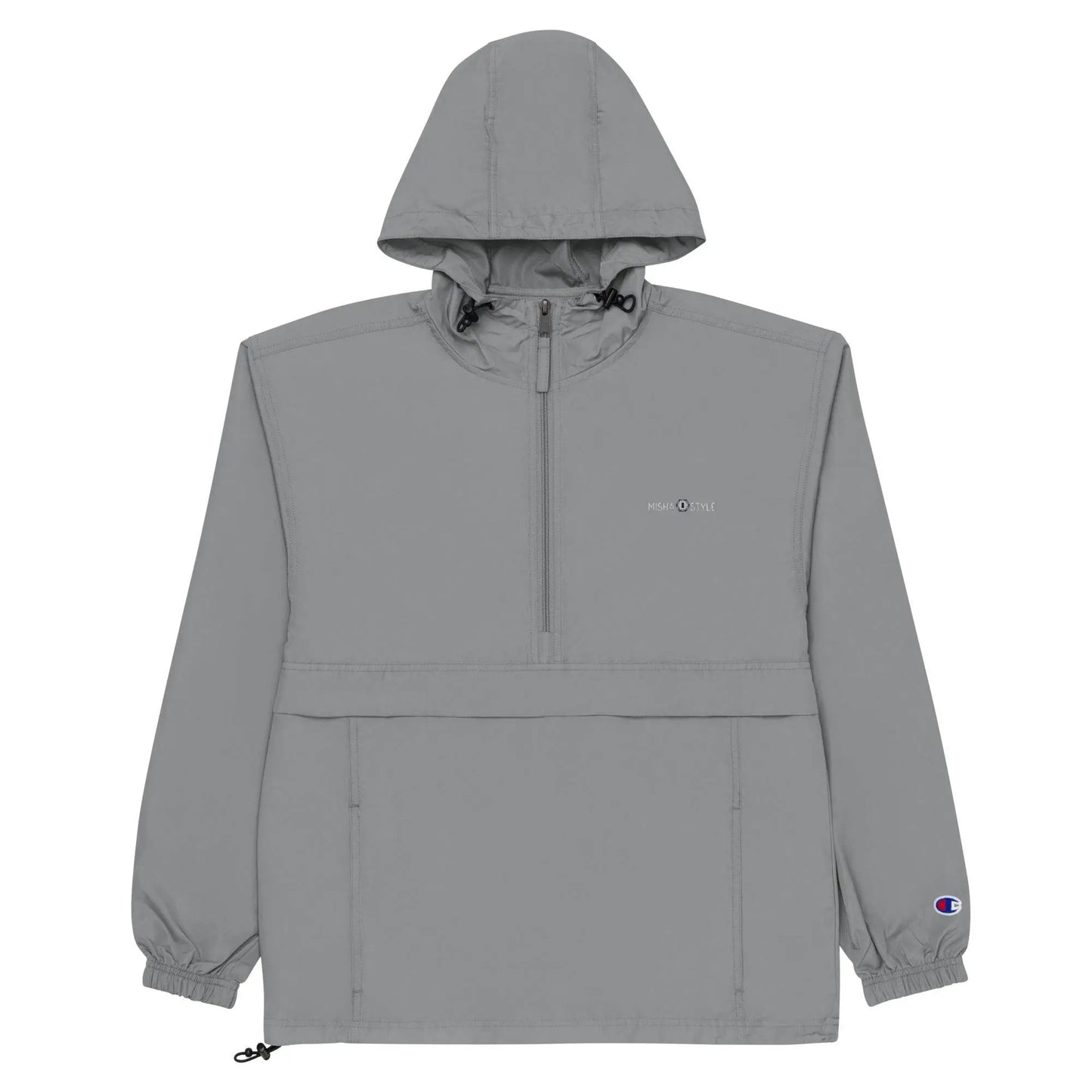 Embroidered Champion Packable Jacket - Gray - IVORYNN