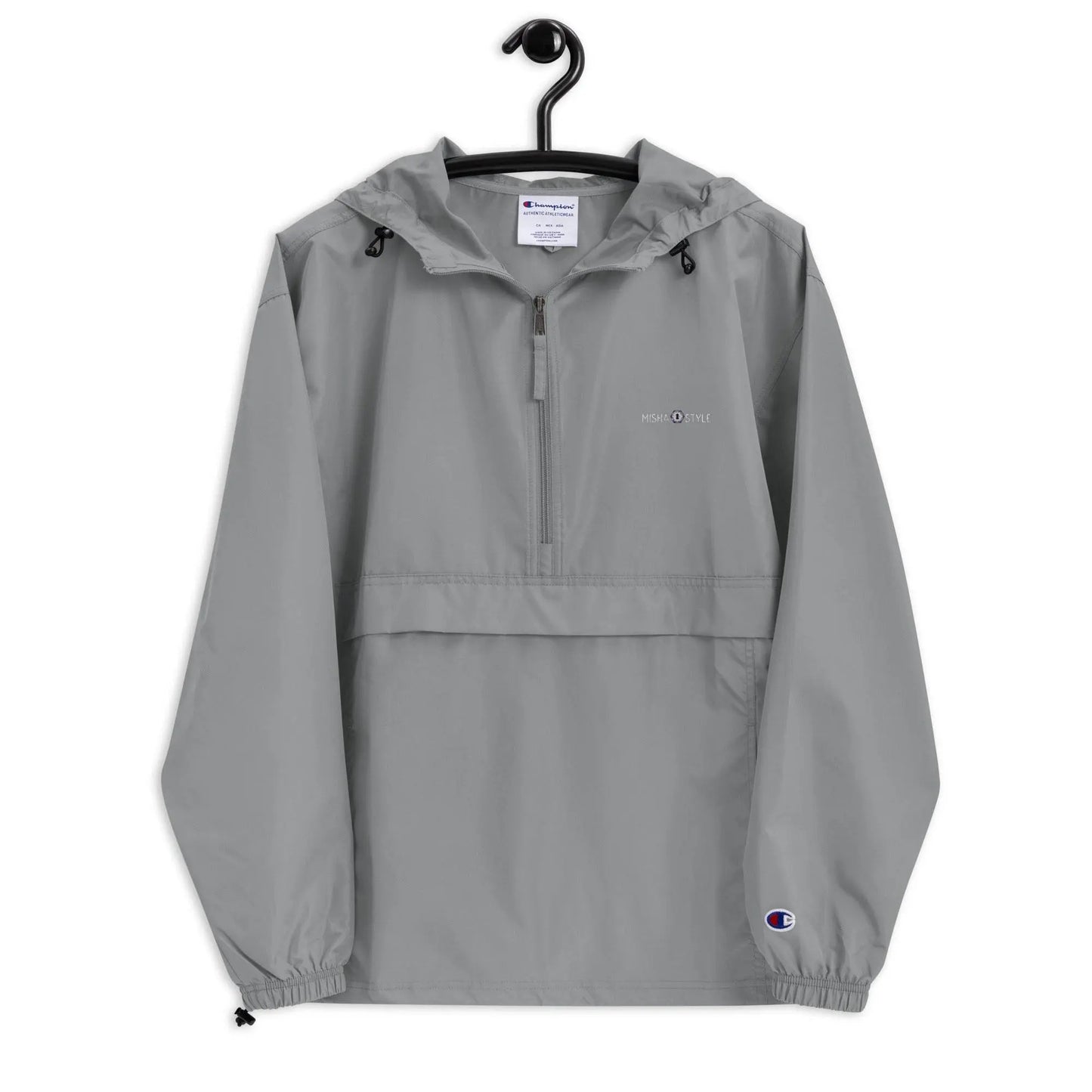 Embroidered Champion Packable Jacket - Gray - IVORYNN