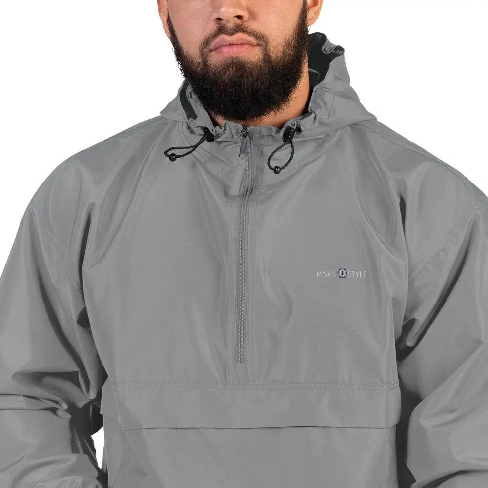 Embroidered Champion Packable Jacket - Gray - IVORYNN