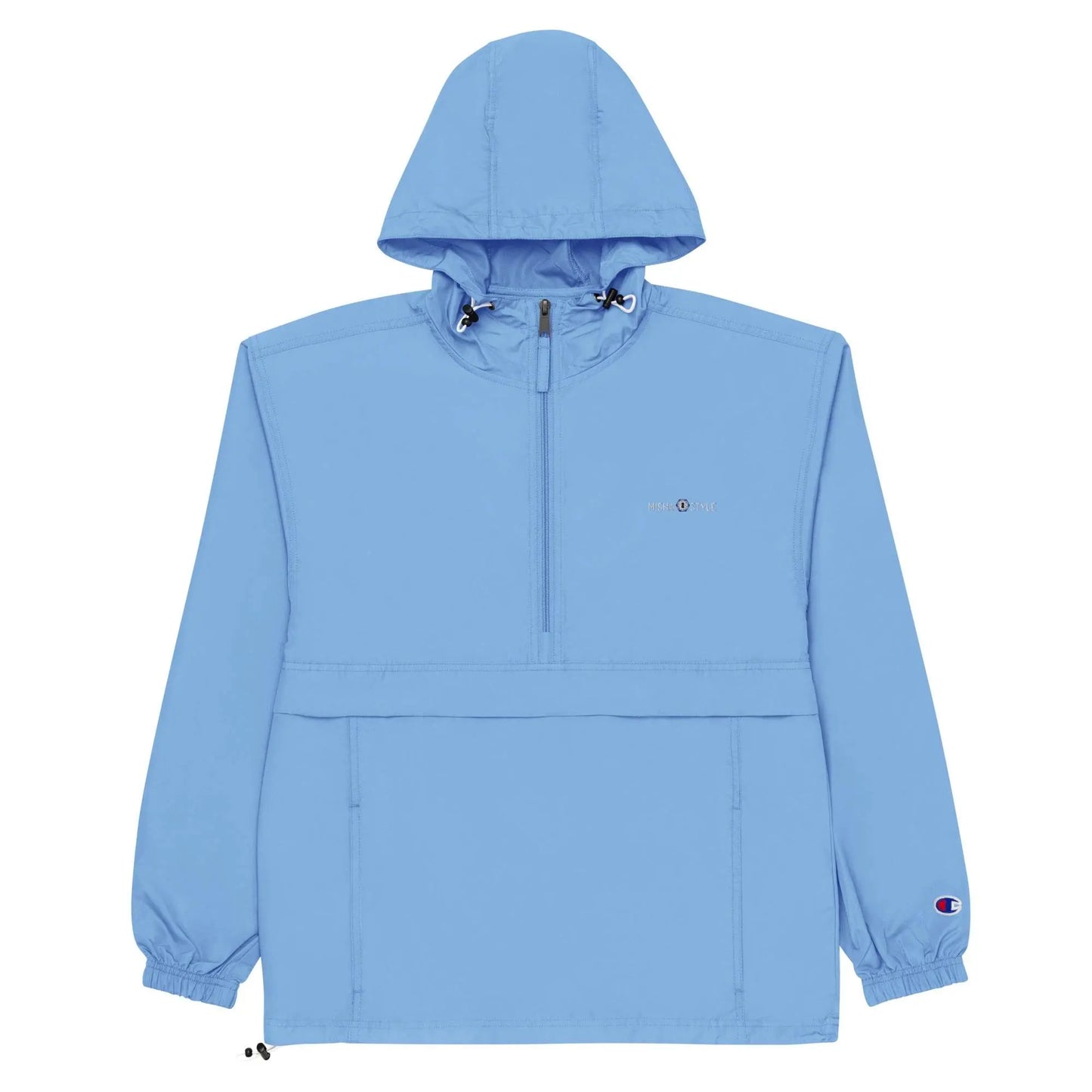 Embroidered Champion Packable Jacket - Light Blue - IVORYNN