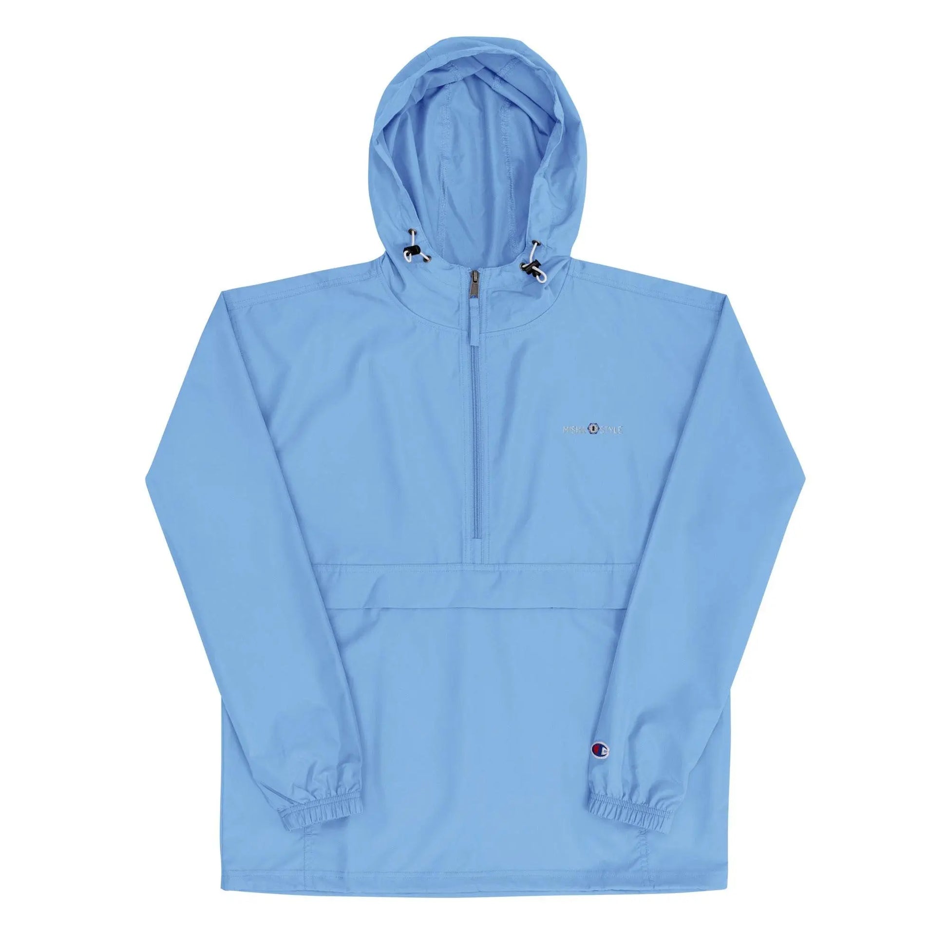 Embroidered Champion Packable Jacket - Light Blue - IVORYNN