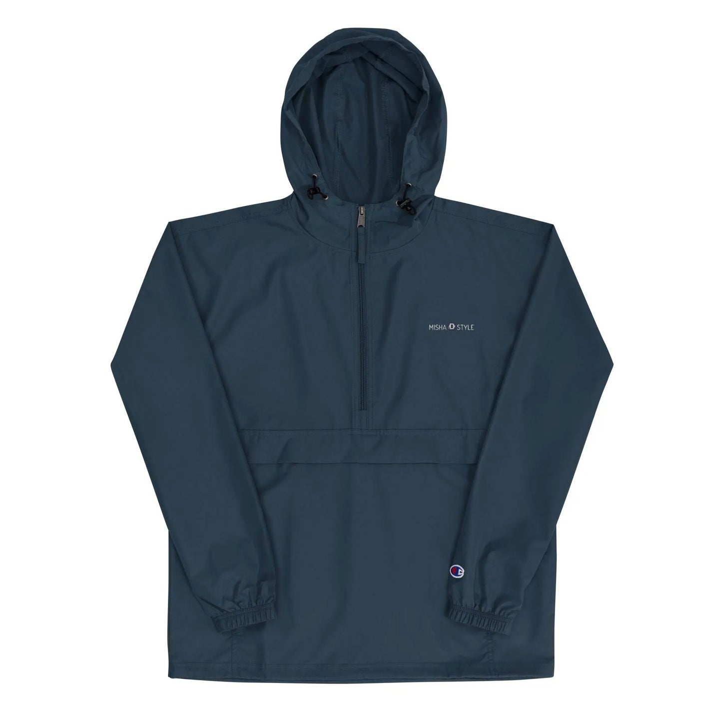 Embroidered Champion Packable Jacket - Navy - IVORYNN