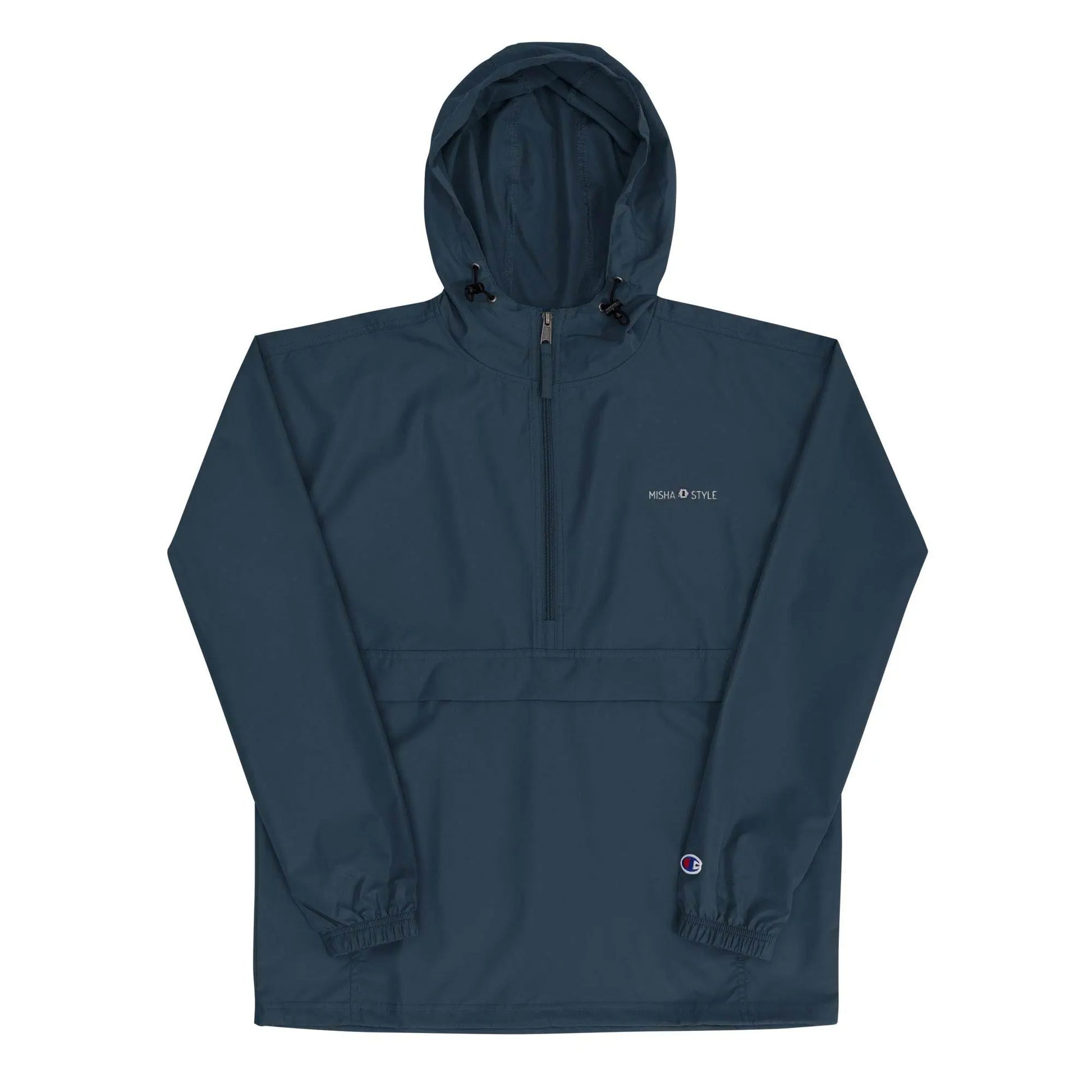 Embroidered Champion Packable Jacket - Navy - IVORYNN