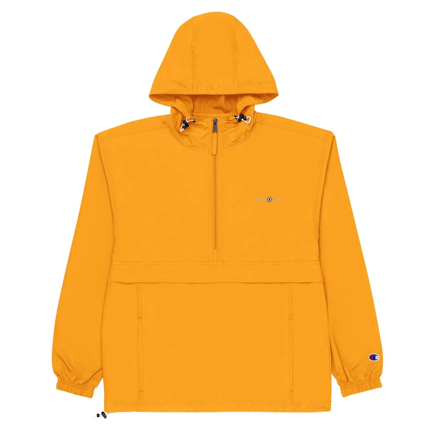 Embroidered Champion Packable Jacket - Orange - IVORYNN
