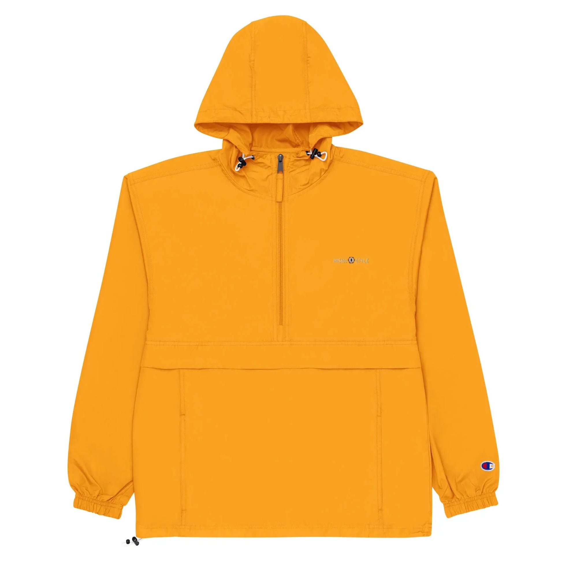 Embroidered Champion Packable Jacket - Orange - IVORYNN
