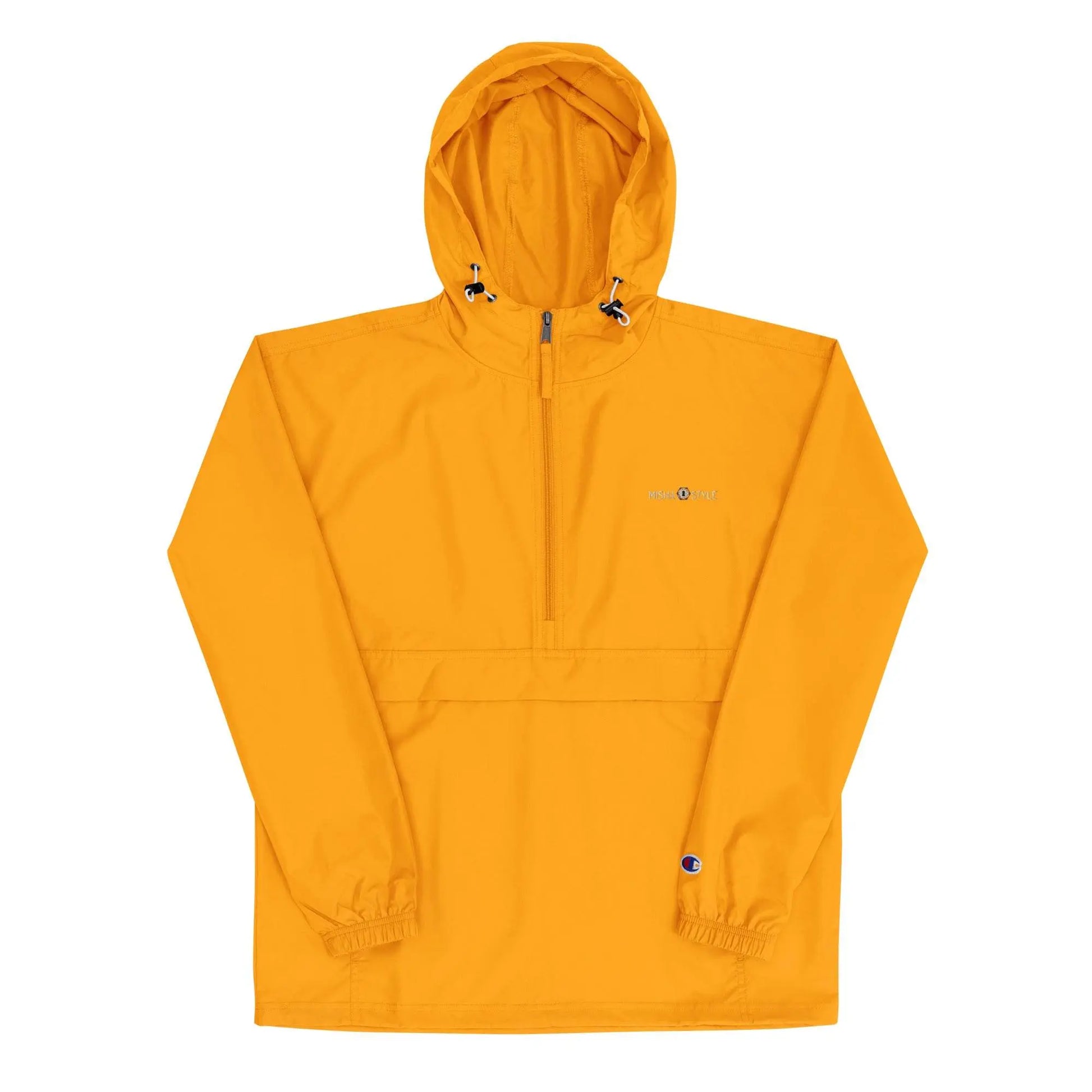 Embroidered Champion Packable Jacket - Orange - IVORYNN