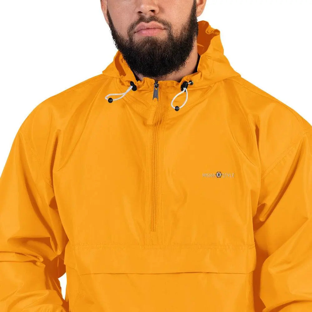 Embroidered Champion Packable Jacket - Orange - IVORYNN