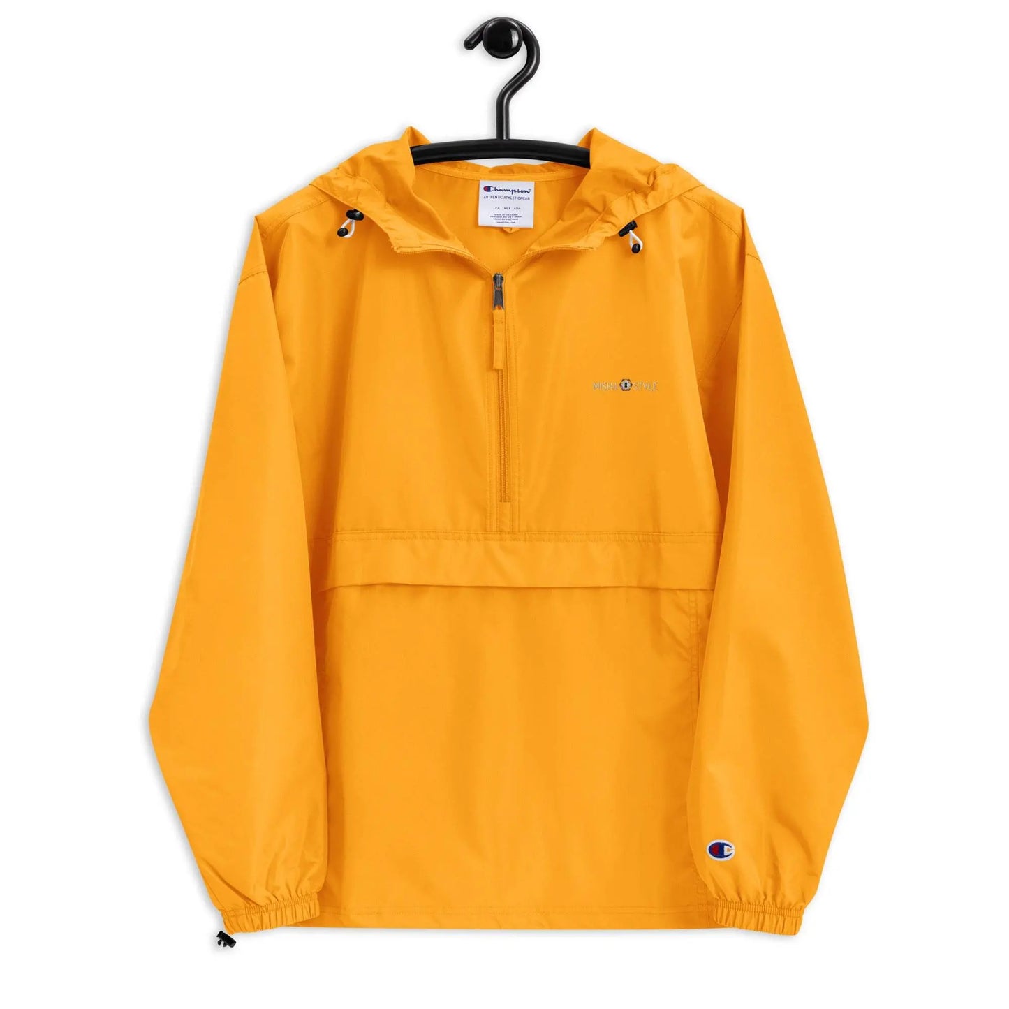 Embroidered Champion Packable Jacket - Orange - IVORYNN
