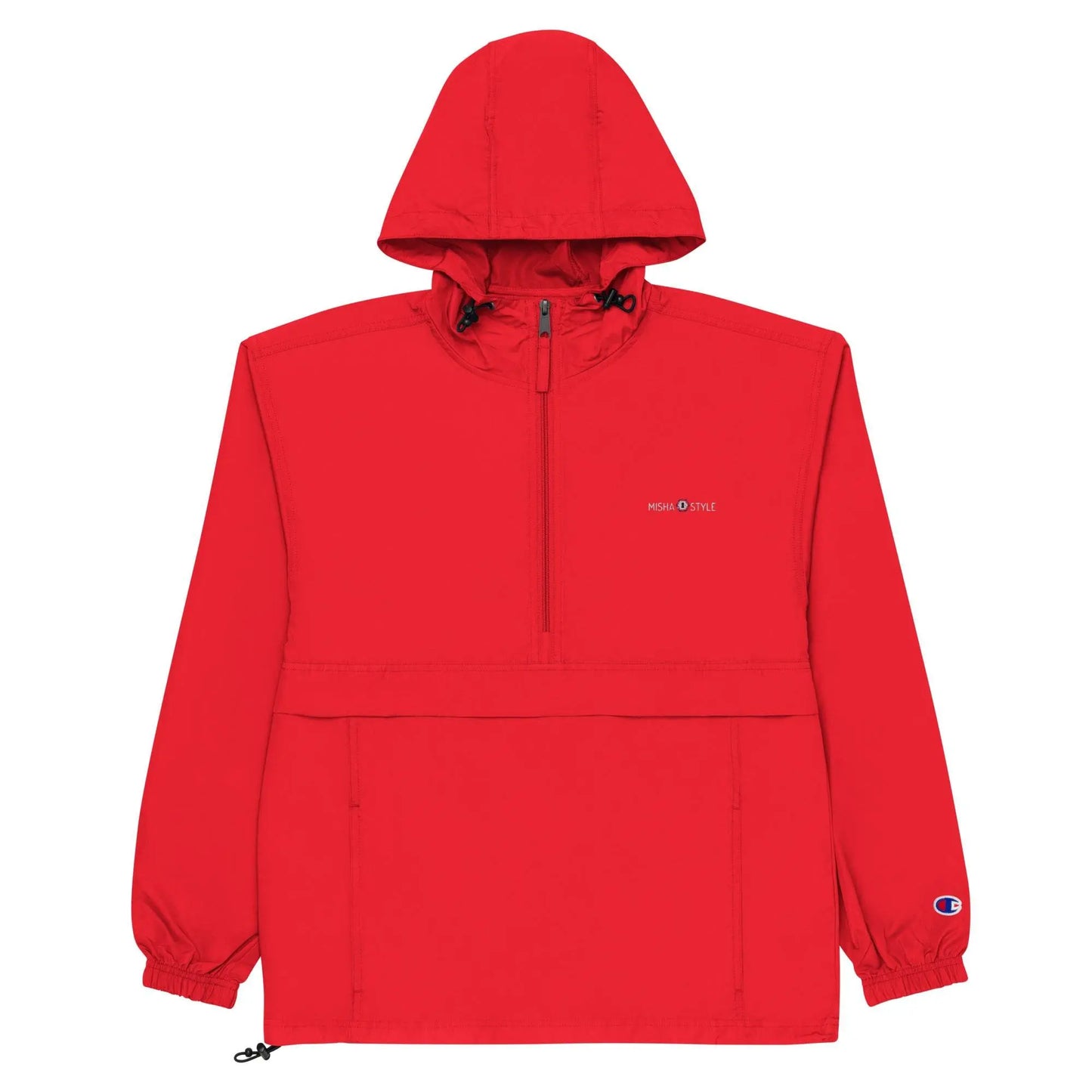 Embroidered Champion Packable Jacket - Red - IVORYNN