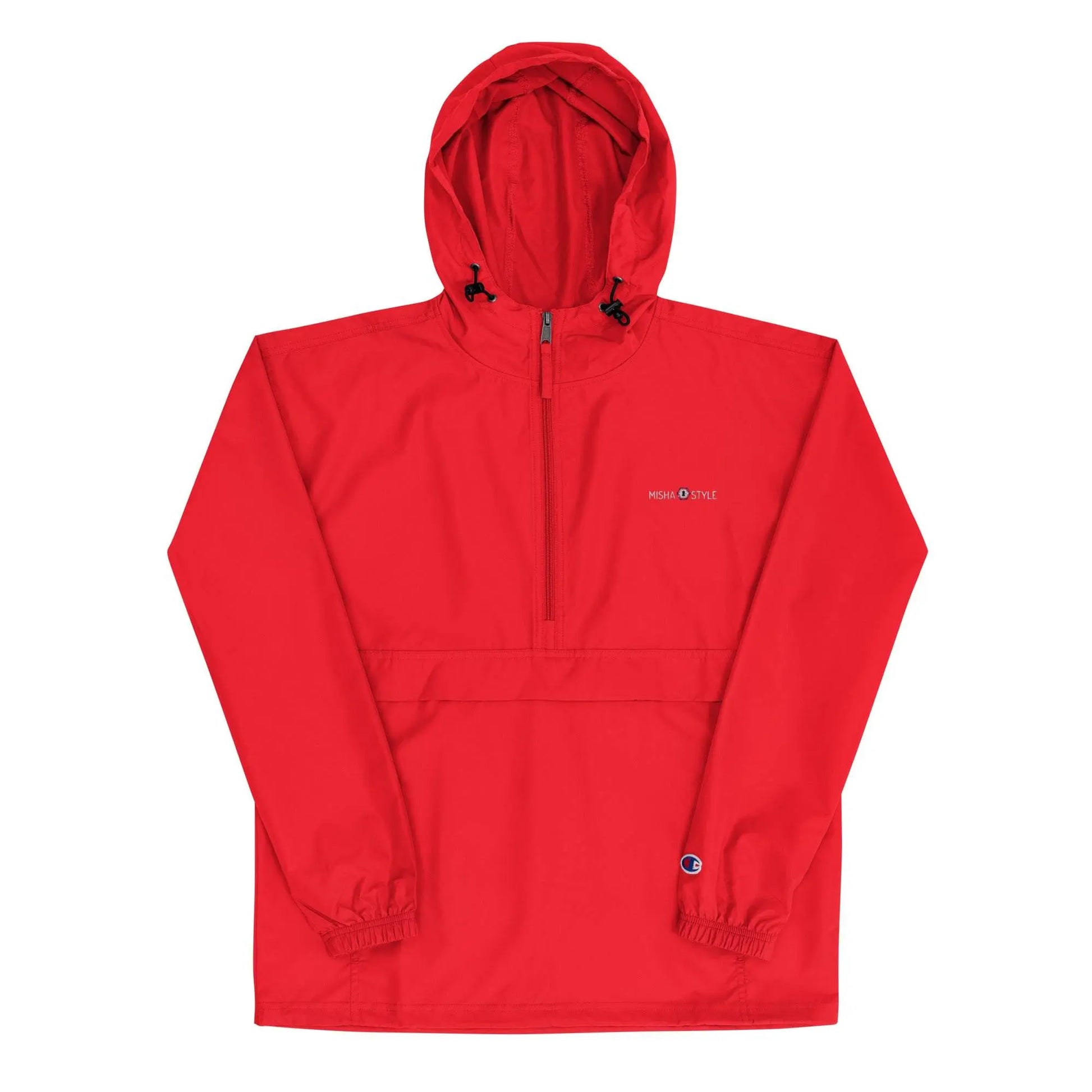 Embroidered Champion Packable Jacket - Red - IVORYNN