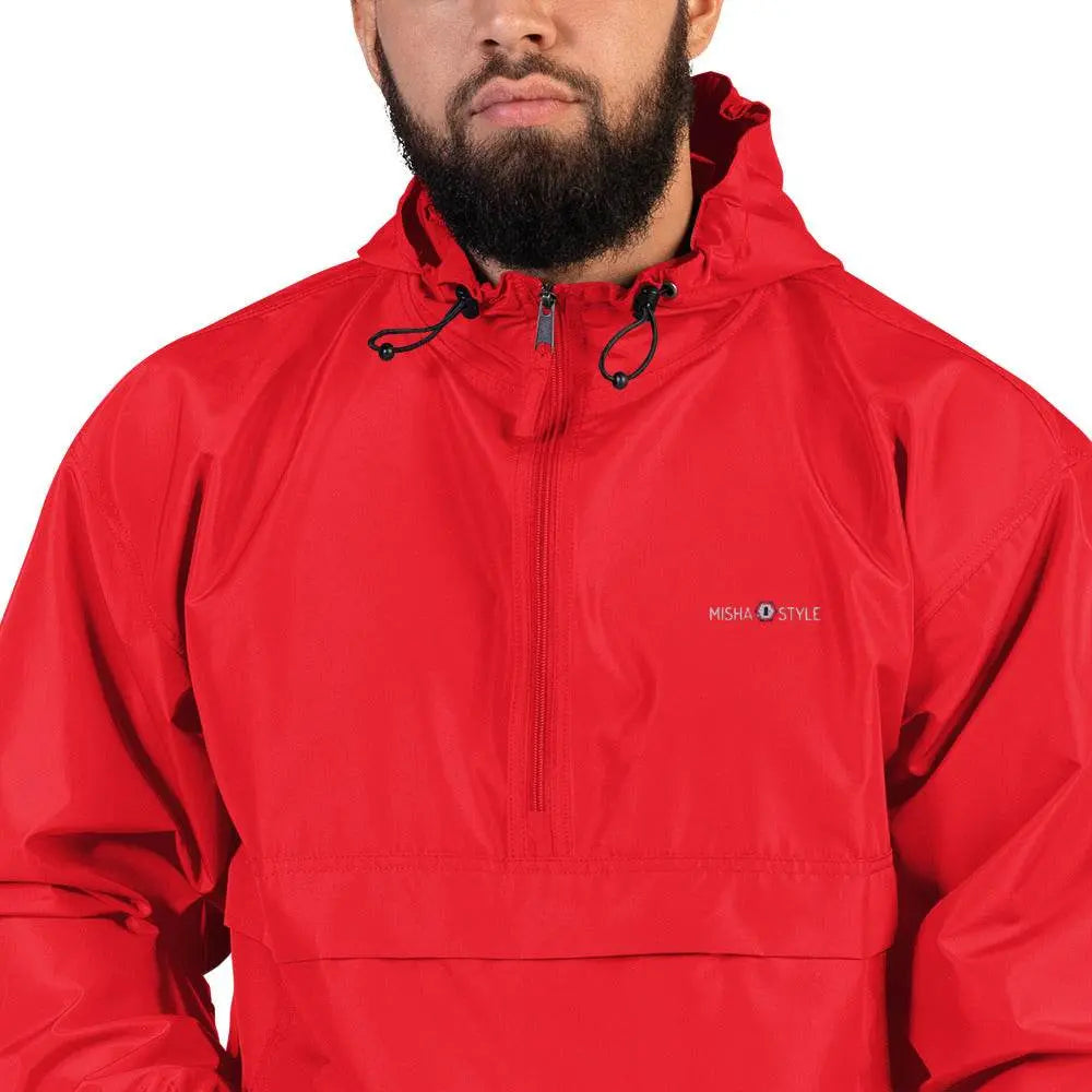 Embroidered Champion Packable Jacket - Red - IVORYNN