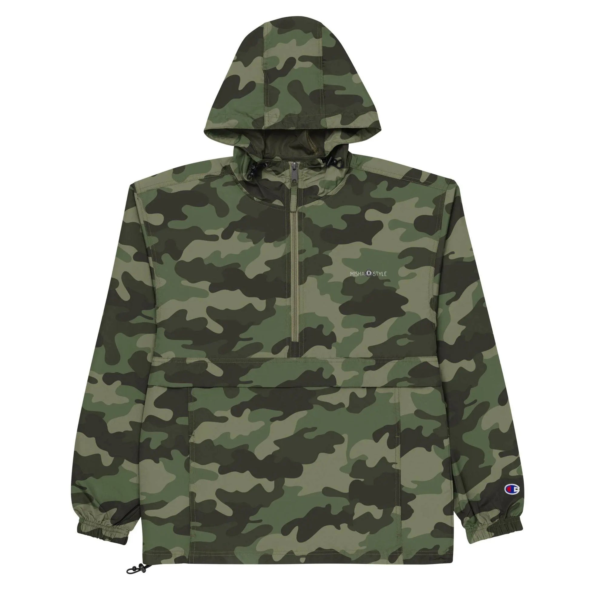 Embroidered Champion Packable Women Jacket - Army - IVORYNN