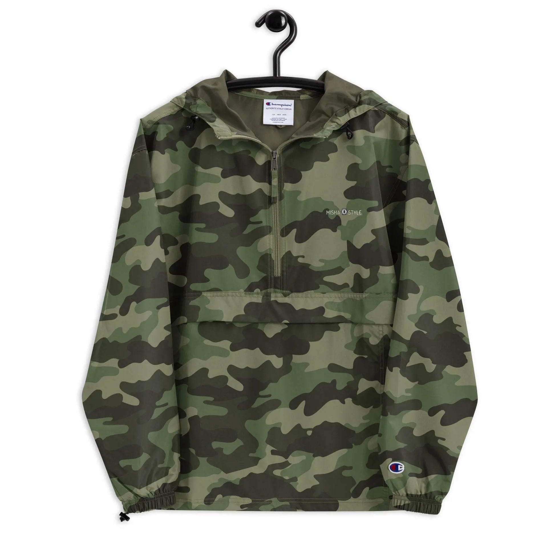 Embroidered Champion Packable Women Jacket - Army - IVORYNN
