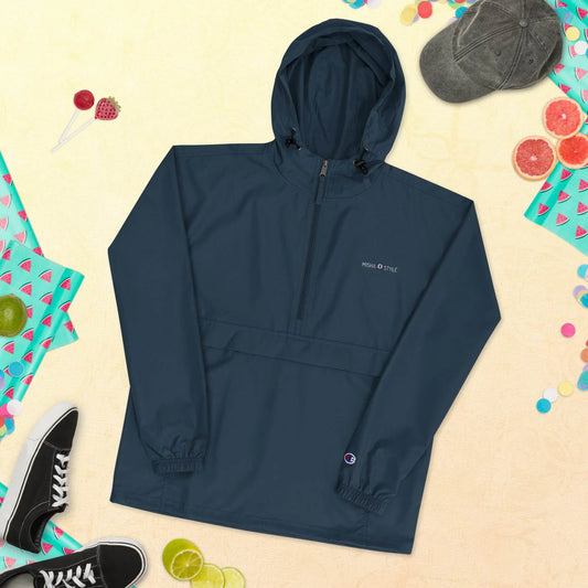Embroidered Champion Packable Women Jacket - Navy