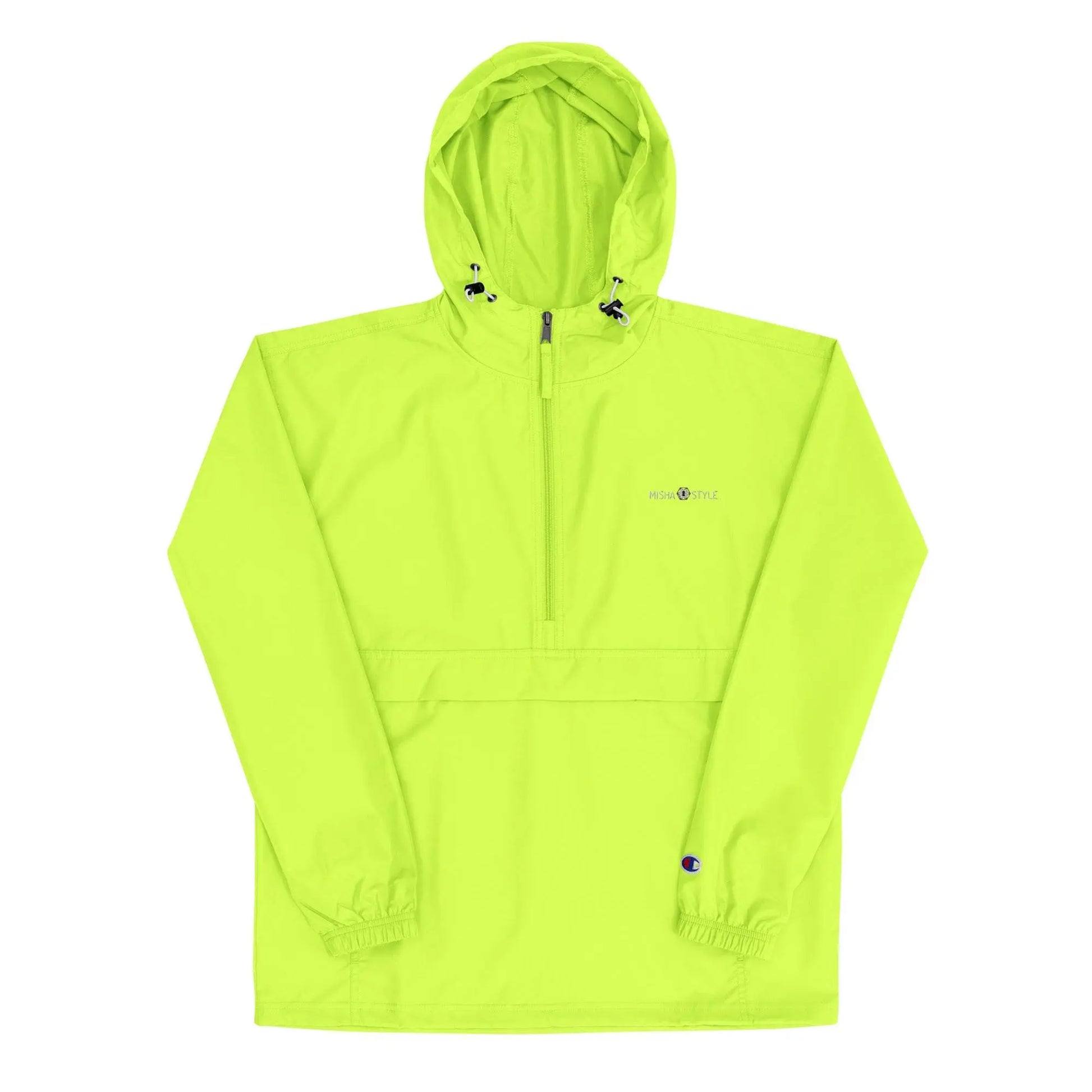 Embroidered Champion Packable Women Jacket - Neon - IVORYNN